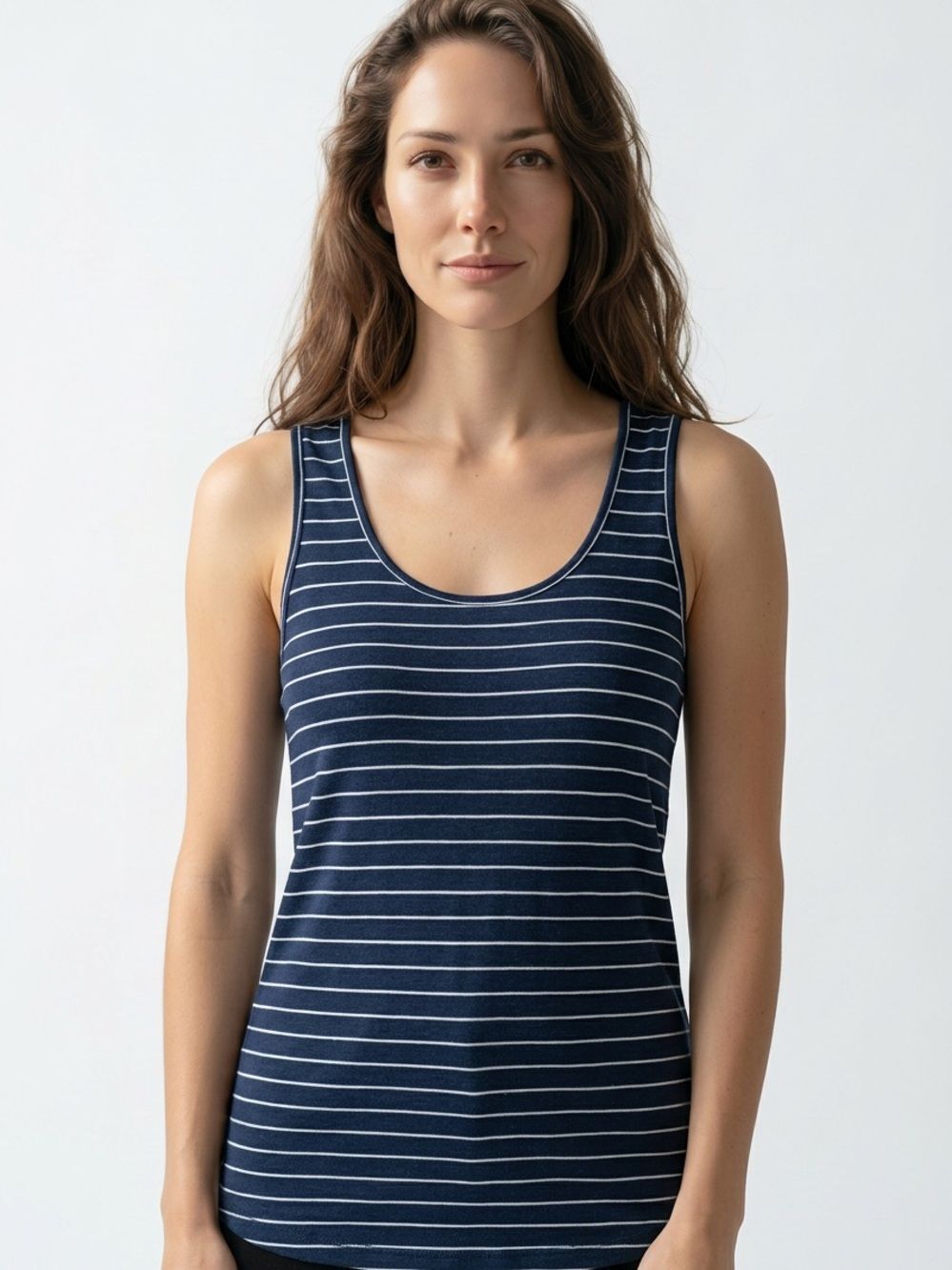 BOBEAU | NORDSTROM Striped Long Length Tank Top Navy Blue Women’s Size Small NEW